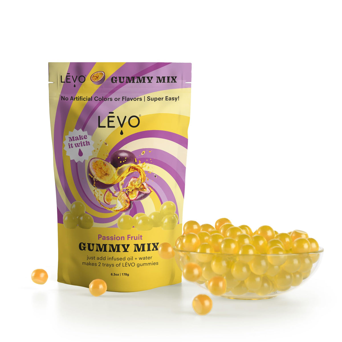 LEVO gummy mix in progress with infused oil for customizable potency