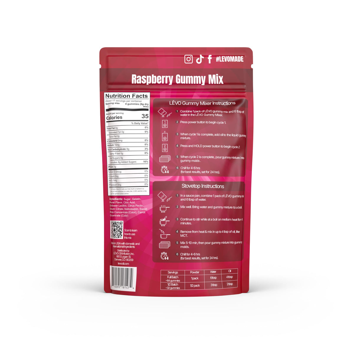 LEVO Gummy Mix Raspberry finished gummies in mold invite at-home snacking and sharing.