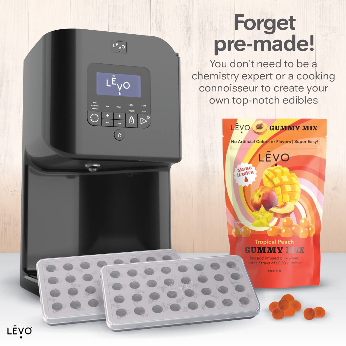 LEVO Gummy Mix Tropical Peach in fridge to set