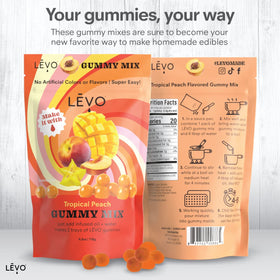 LEVO Gummy Mix Tropical Peach gummies plated for a snack