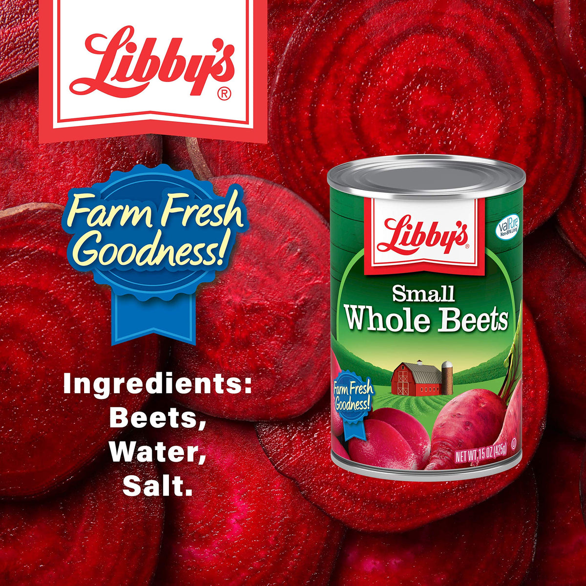 Label highlights clean ingredients: beets, water, and sea salt.