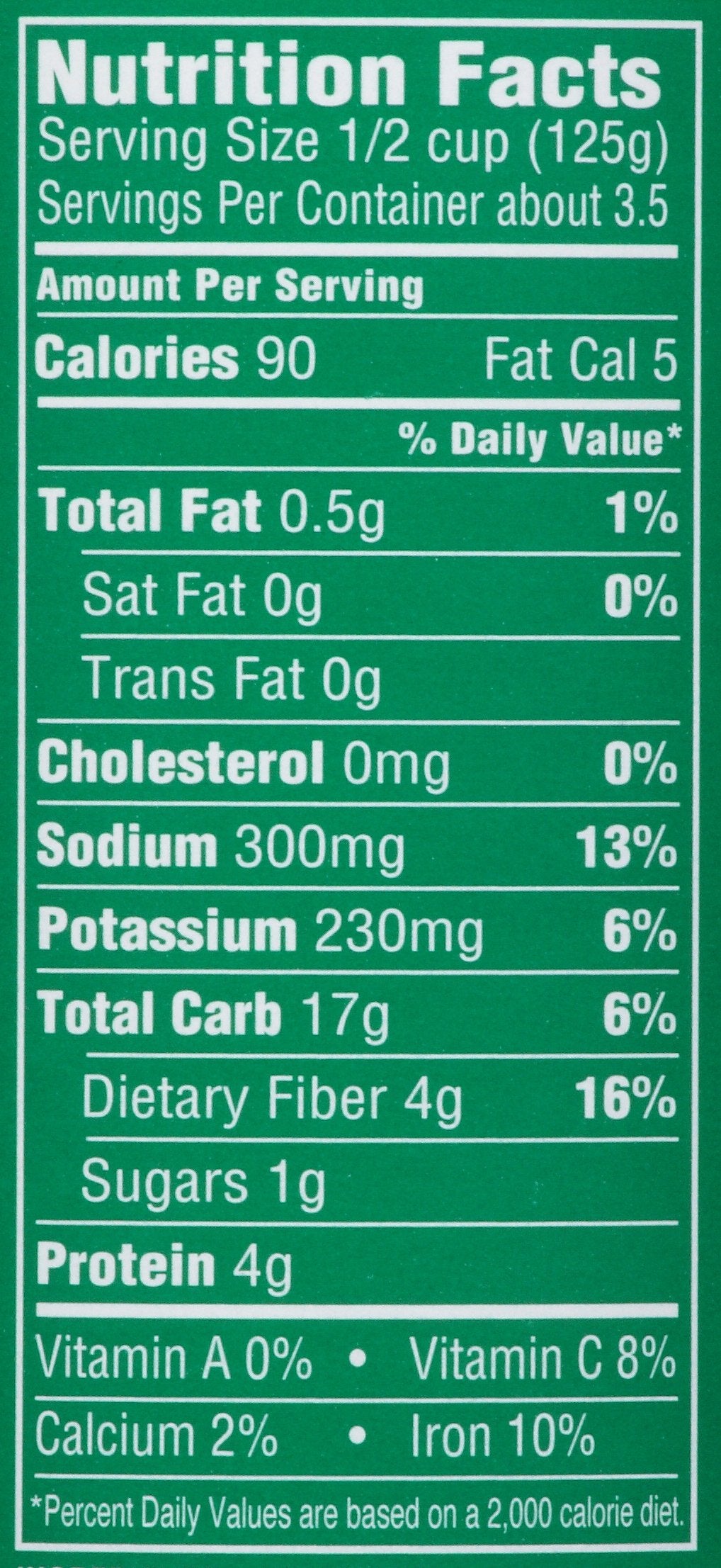 Libby's Lima Beans can label close-up with nutrition cues.