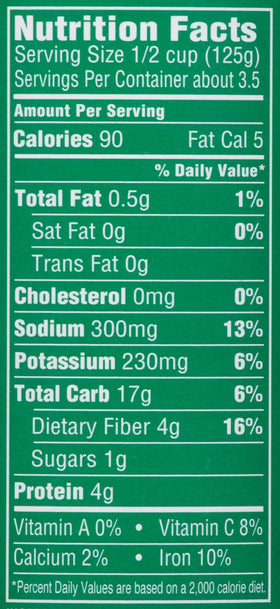 Libby's Lima Beans can label close-up with nutrition cues.