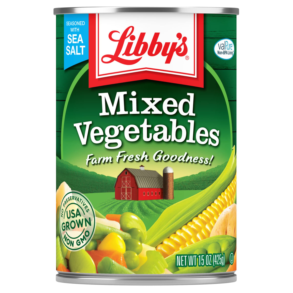 Libby's Mixed Vegetables in a bowl show a vibrant seven-vegetable medley for hearty meals.