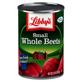 Libby's Small Whole Beets in a 15 oz can, ideal for salads and side dishes.