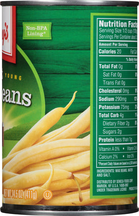 Close-up of Libby's wax beans, vibrant yellow-green color and tender texture.
