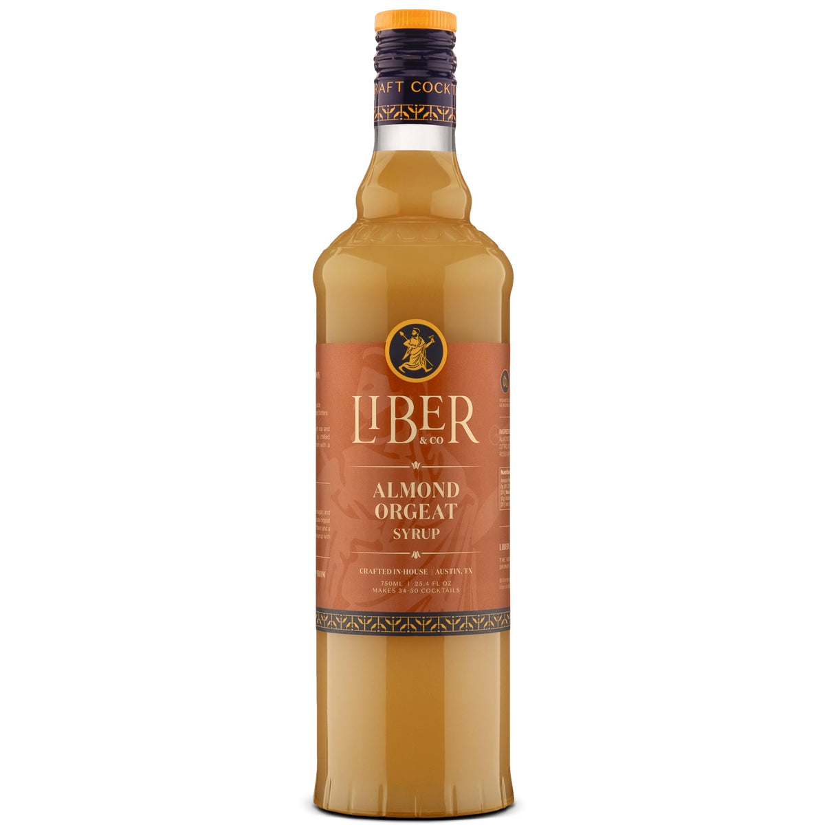 Liber & Co Almond Orgeat bottle highlights premium almonds for authentic tiki cocktails