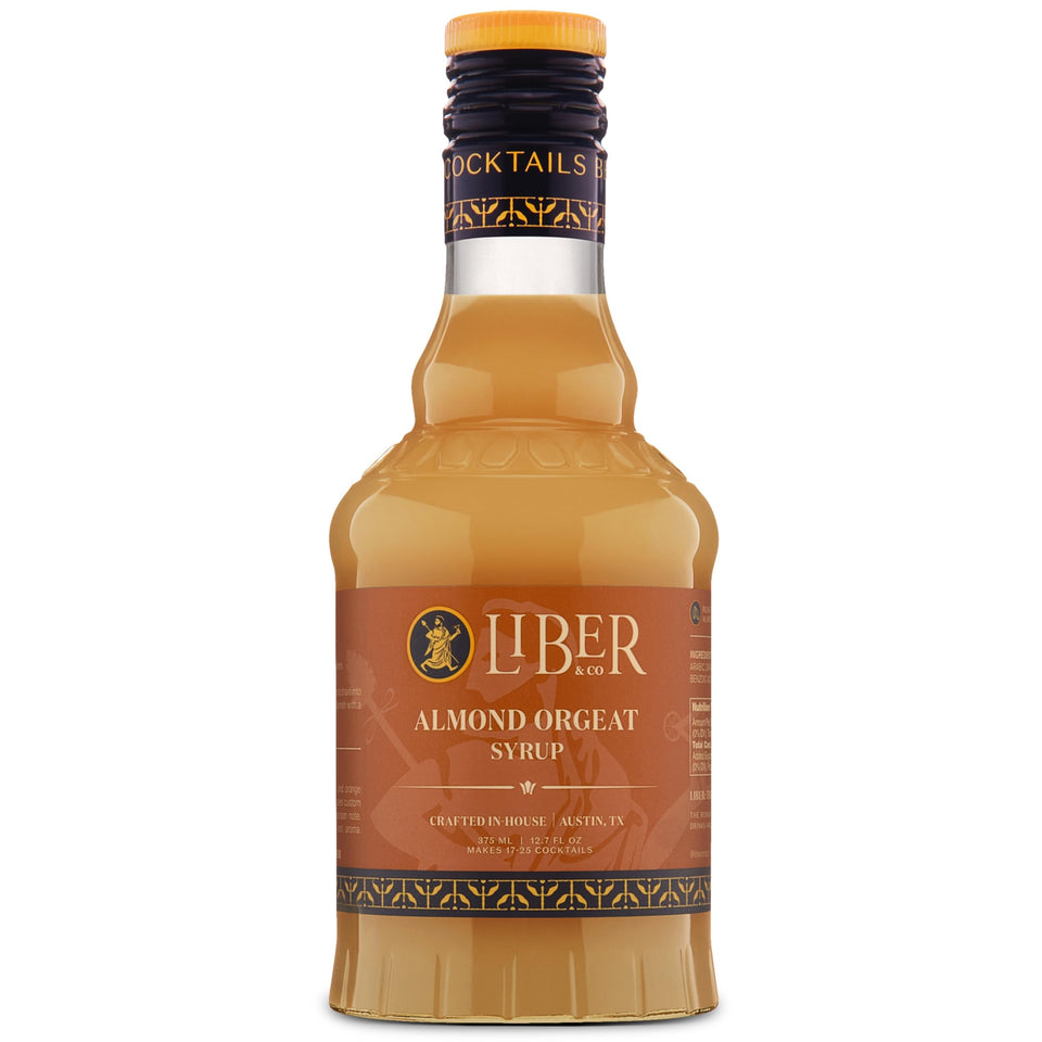 Liber & Co. Almond Orgeat Syrup bottle with rich almond aroma for tiki cocktails