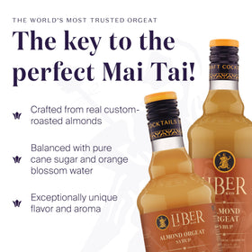 Liber & Co. Almond Orgeat Syrup being poured for smooth cocktail sweetness