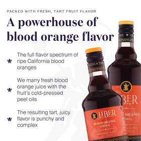 Liber & Co Blood Orange Syrup bottle back highlights natural ingredients without artificial additives.