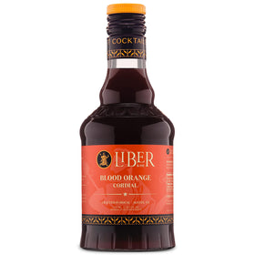 Liber & Co Blood Orange Syrup bottle front showcases vibrant citrus flavor for cocktails.