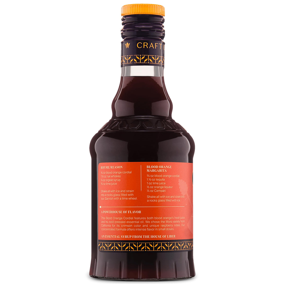 Liber & Co Blood Orange Syrup margarita glass conveys vibrant cocktail possibilities.