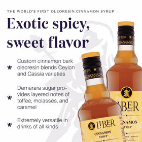 Pouring Liber & Co. Cinnamon Syrup into a glass for mixed drinks