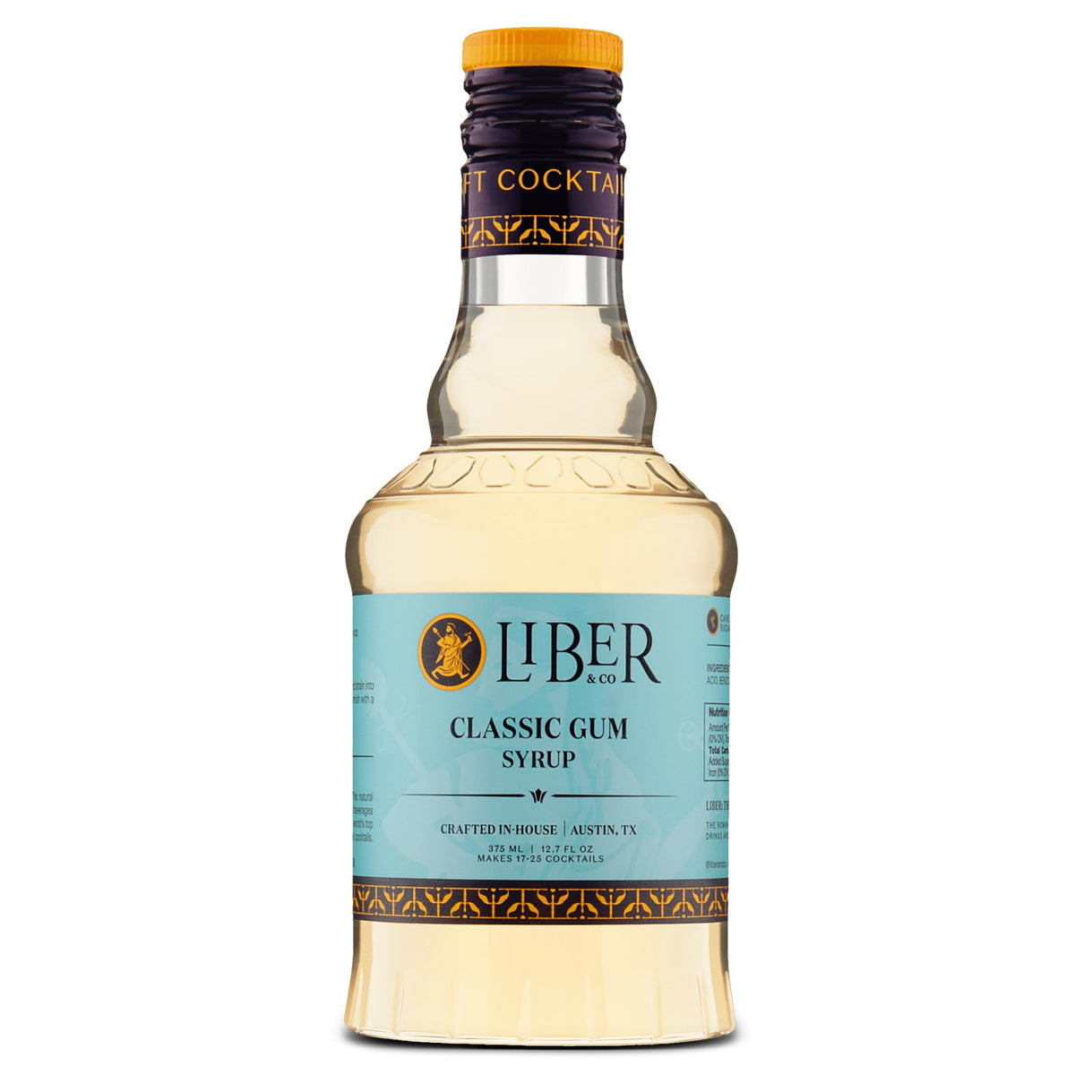 Liber & Co. Classic Gum Syrup bottle with velvet texture for smooth cocktails.