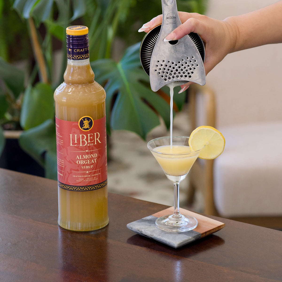Coffee prepared with Liber & Co Orgeat adds subtle almond aroma