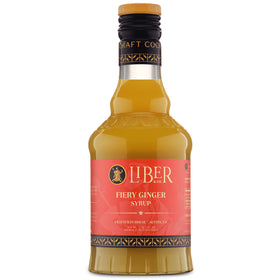 Liber & Co. Fiery Ginger Syrup bottle front highlighting bold heat for cocktails.