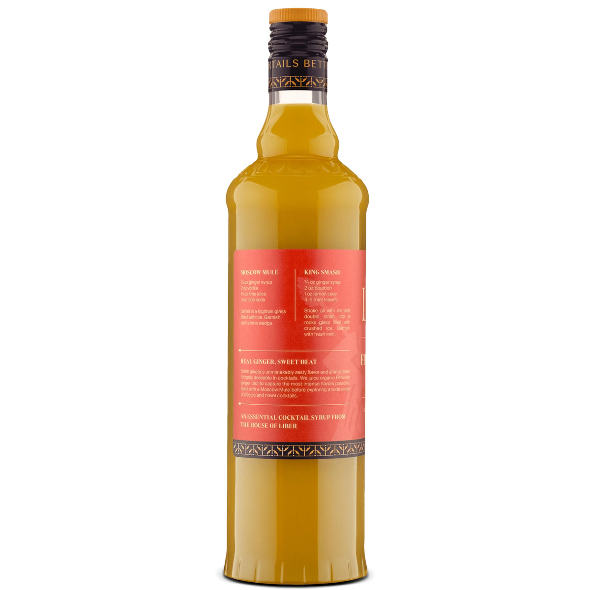 Liber and Co. Fiery Ginger Syrup Dark 'N Stormy glass presentation.