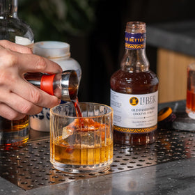 Liber & Co. Old Fashioned Mix served in a glass, silky balance.