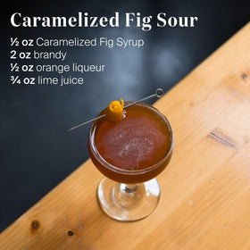 Liber & Co fig syrup old-fashioned glass, show how it deepens aged spirit cocktails
