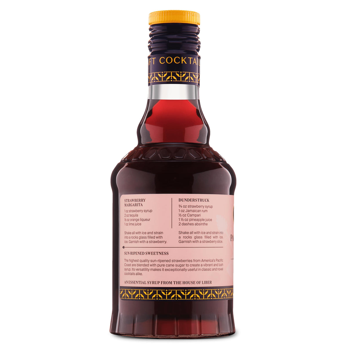 Dessert glaze and mocktail topping with Liber & Co. syrup for a strawberry finish.