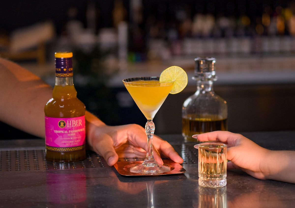 Liber & Co Tropical Passion Fruit Syrup in a daiquiri for depth.