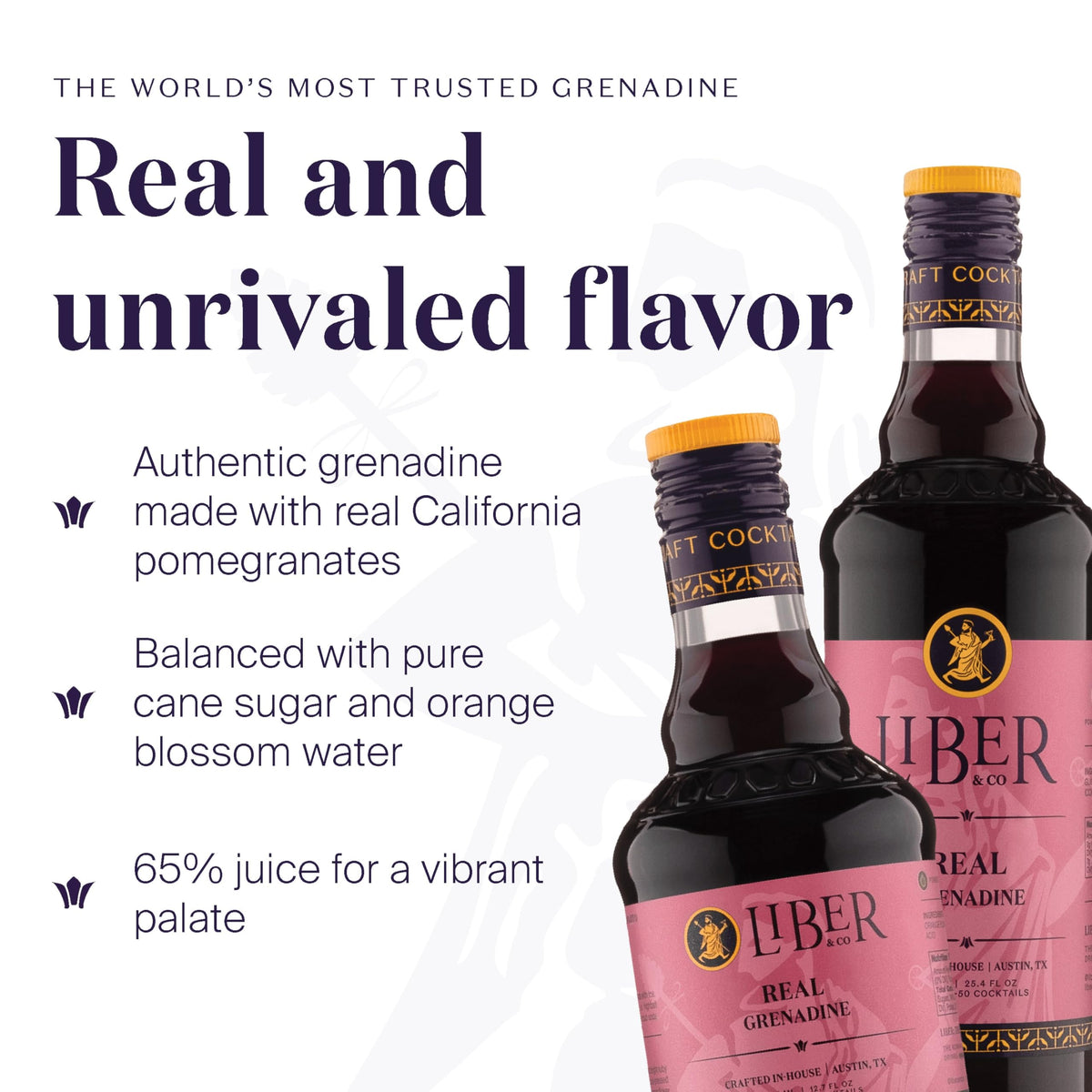 Liber & Co. Real Grenadine pouring into a glass for vibrant cocktails.