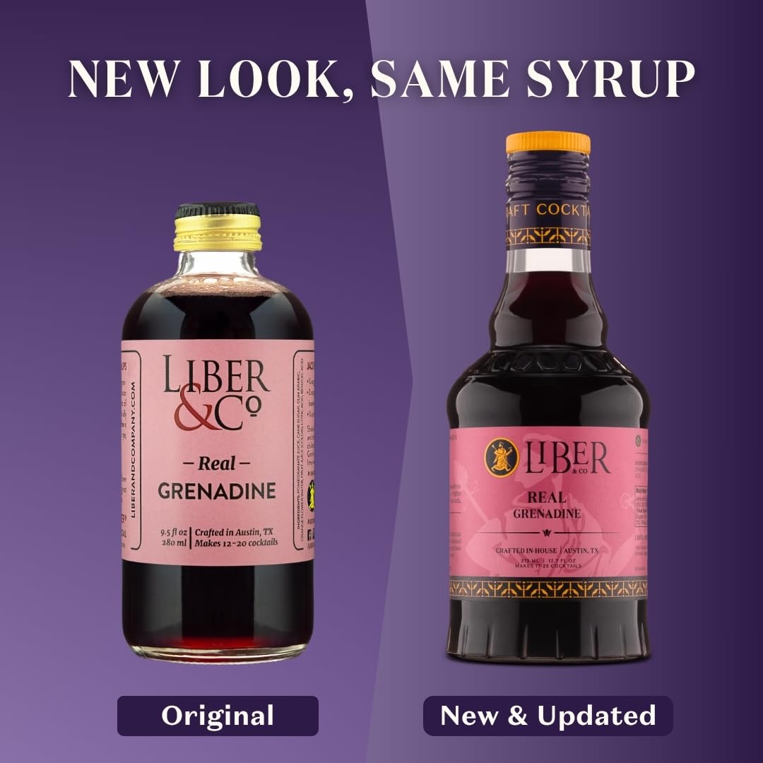 Liber & Co. Real Grenadine in a Tequila Sunrise with deep ruby color.