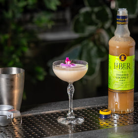 Liber & Co. Toasted Coconut Syrup pina colada setup for summer sipping