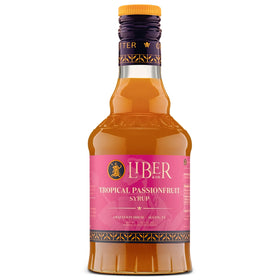 Liber & Co Tropical Passion Fruit Syrup bottle pour for vibrant cocktails.