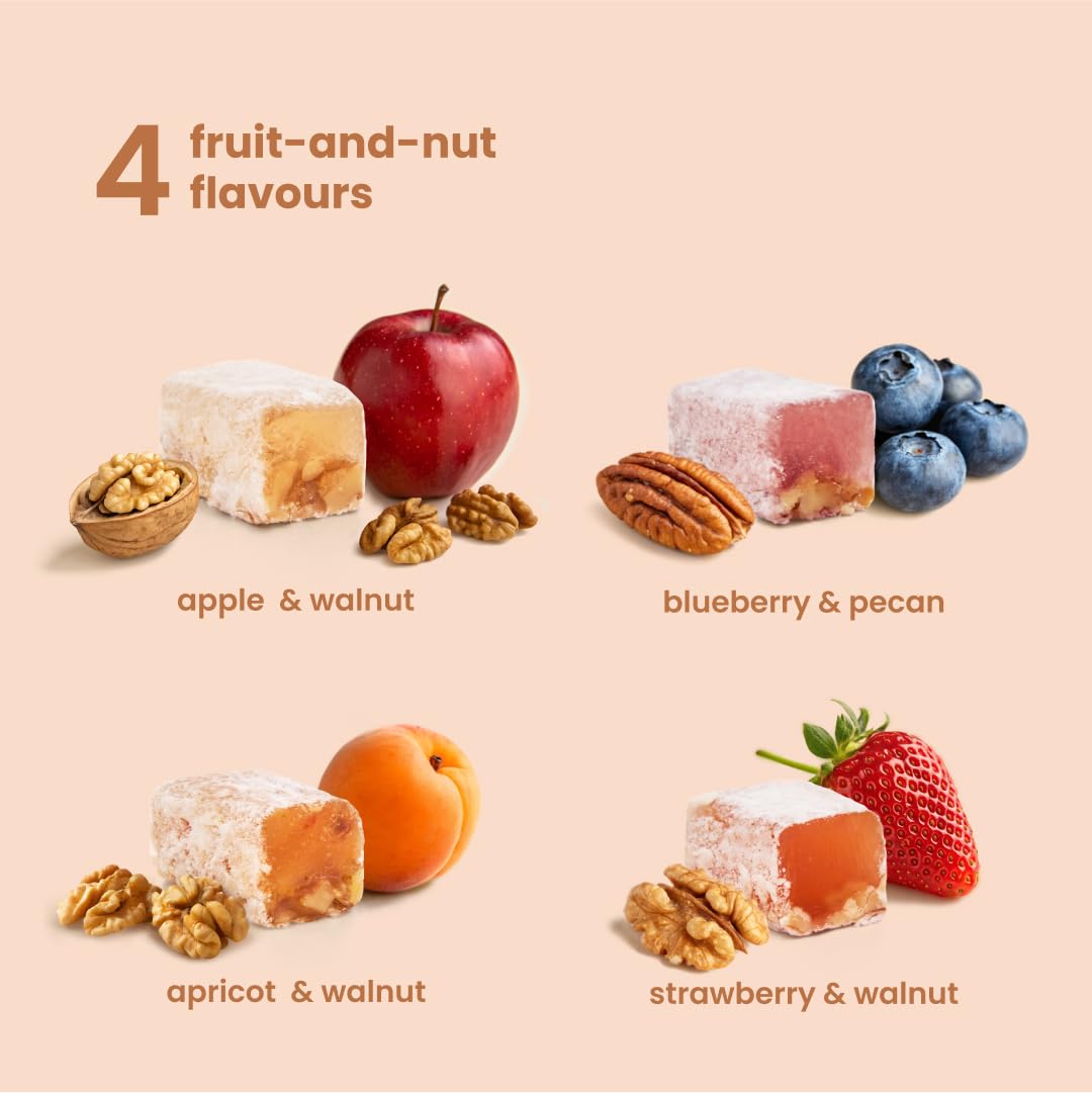 Liberty Orchards Apple & Walnut flavor candy close-up, fruity crunch