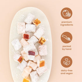 Liberty Orchards Apricot & Walnut flavor candy close-up, naturally sweet