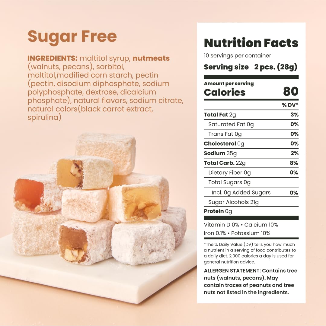 Liberty Orchards sugar-free Turkish Delight pack, vegan and kosher snack