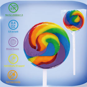 LIDATREE rainbow lollipops display multiple colors, appealing for kids’ gatherings and treat stations.