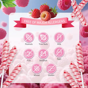 LIDATREE raspberry flavor lollipops close-up, showcasing vibrant color and fruity sweetness