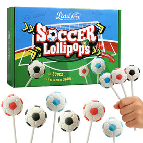 LIDATREE soccer lollipops red ball, perfect party favors and festive treats.