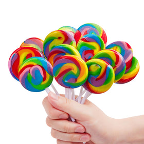 LIDATREE swirl rainbow lollipop wrapped for party favors.
