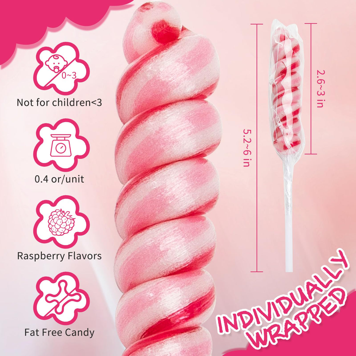 LIDATREE twisty lollipop detail, bright swirl design complements dessert tables