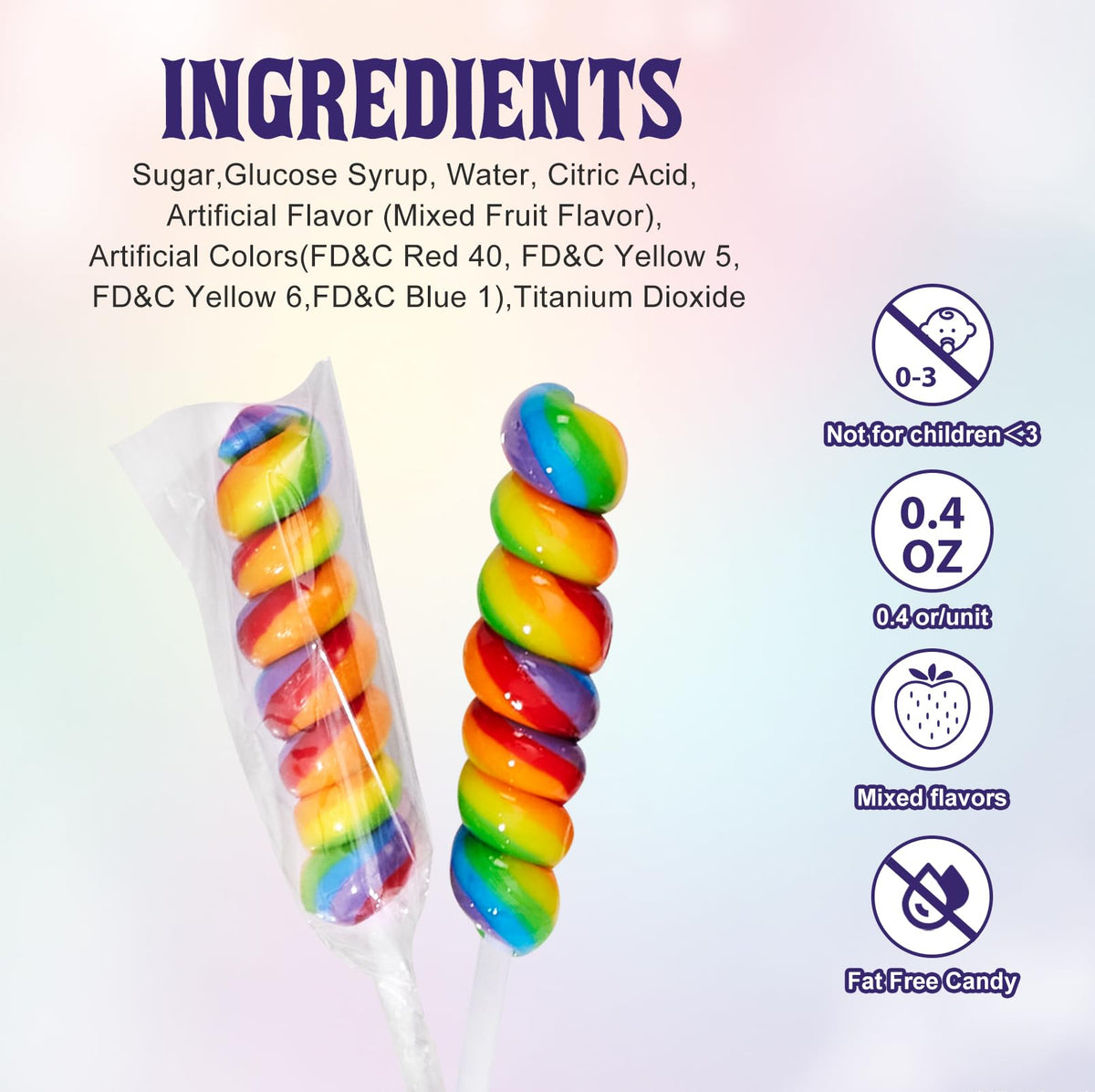 Individually wrapped lollipops highlighting hygiene and sharing.