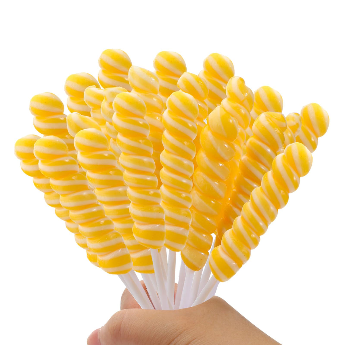 LIDATREE Twisty Lollipop close-up, yellow lemon flavor for vibrant party moments.