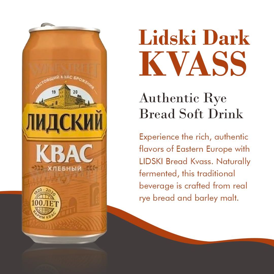 KVASS LIDSKI barley malt profile in a 0.5L can, ideal with hearty dishes