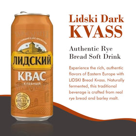 KVASS LIDSKI barley malt profile in a 0.5L can, ideal with hearty dishes