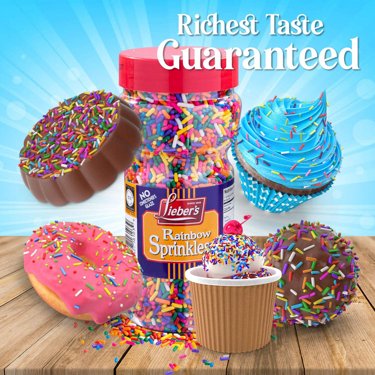 Lieber's Chocolate Sprinkles 10oz provide rich texture for cookies and cakes.