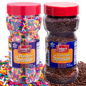 Lieber's Rainbow Sprinkles 10oz add colorful topping to ice cream and desserts.