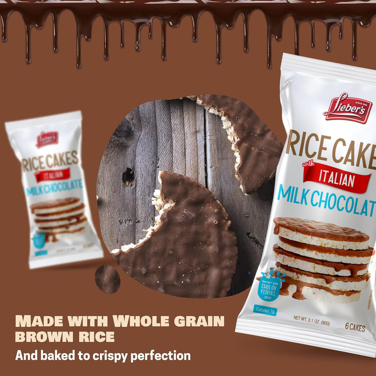Lieber's rice cakes gluten-free label highlights snack option