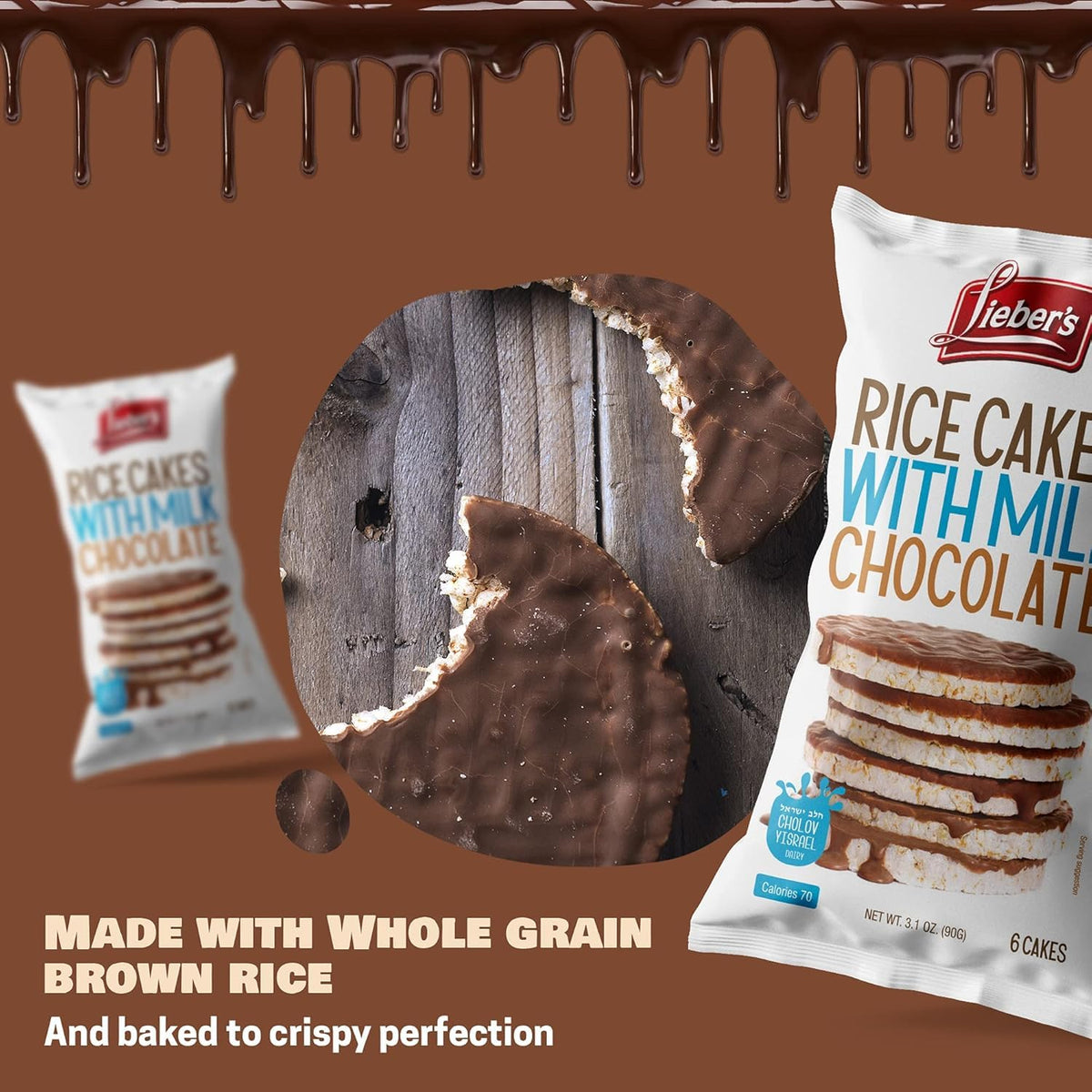 Lieber's Italian milk chocolate rice cakes with berries for quick meal