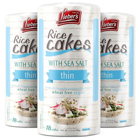 Lieber's Sea Salt Rice Cakes close-up, ideal for a Kosher charcuterie board.