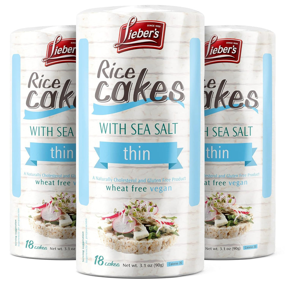 Lieber's Sea Salt Rice Cakes close-up, ideal for a Kosher charcuterie board.