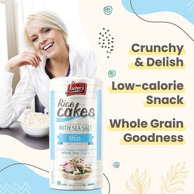 Lieber's Rice Cakes dairy-free packaging for versatile diets.
