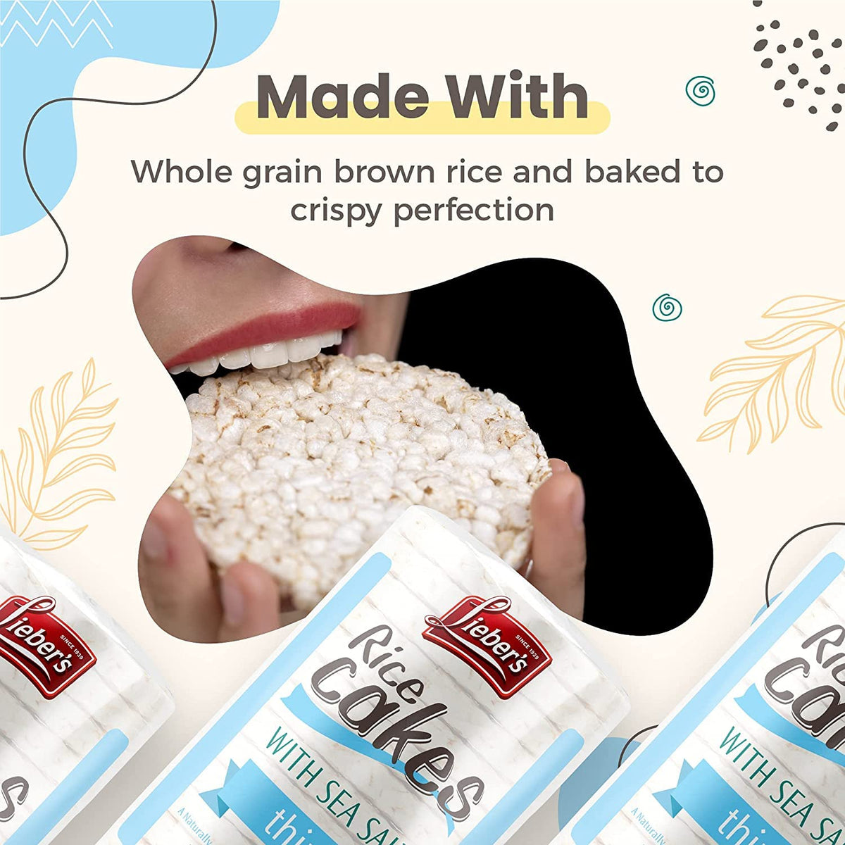 Lieber's Thin Rice Cakes close-up texture shows crispy bite.
