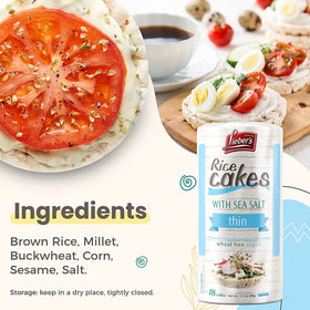Lieber's Sea Salt Rice Cakes vegan-friendly options label.